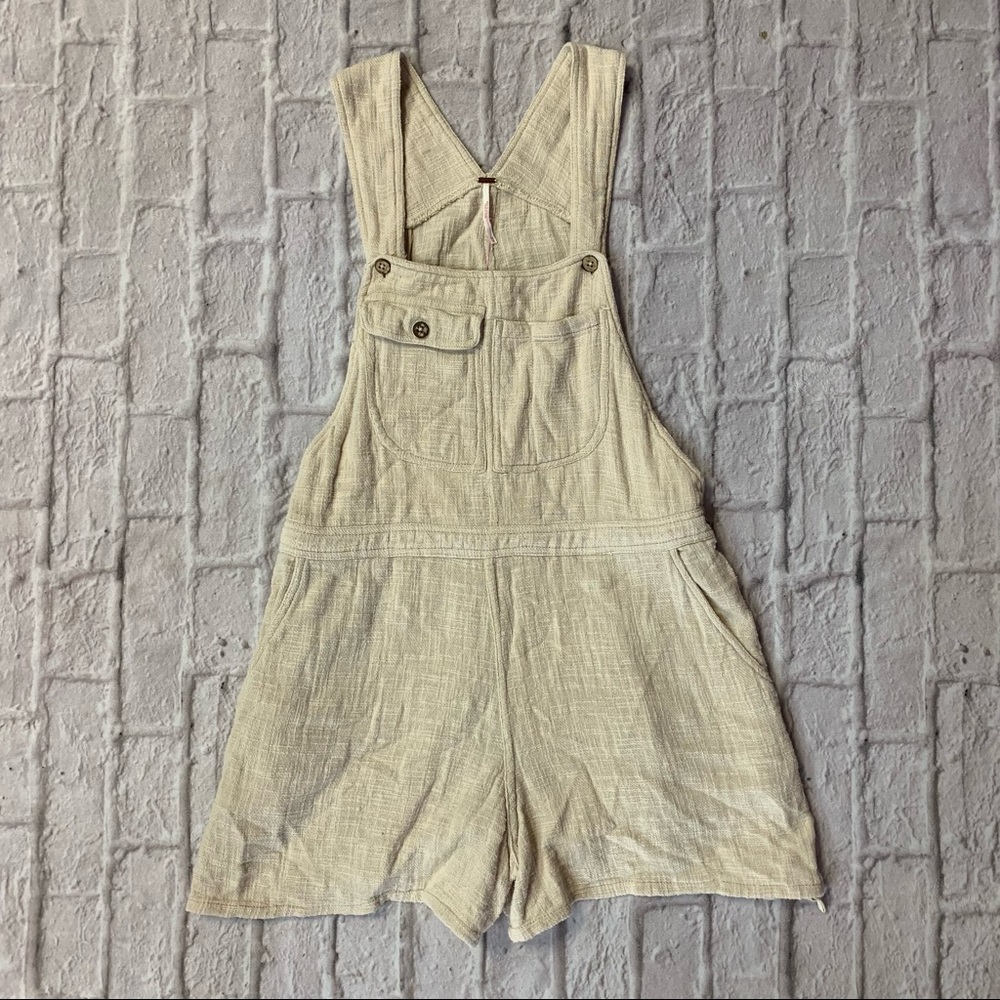 Free People Cream Short Overalls